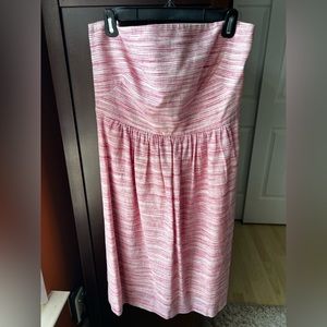 Banana Republic Pink White Stripe Strapless Dress Casual Fun Size 12, Pockets